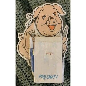 Vintage Magnetic Perfectly Piggy Memo Note Pad Fat Free Favorites With Marker
